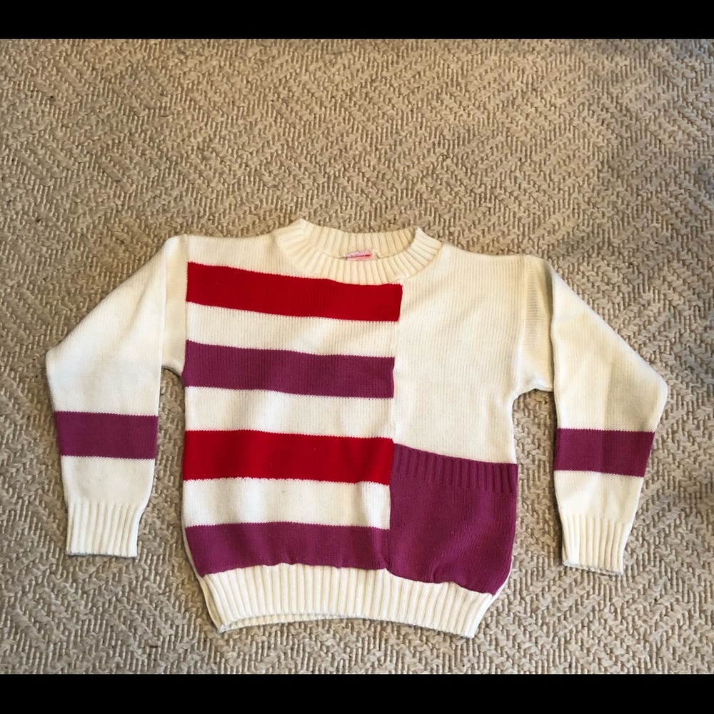 Girls acrylic striped washable sweater